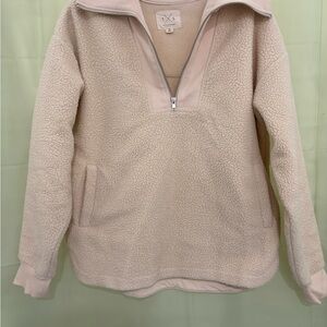 Thread & Supply Beige Sherpa Quarter-Zip Pullover